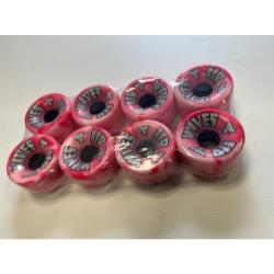 Air Waves Quad Roller Skate Wheels -  Red White - Pack of 8