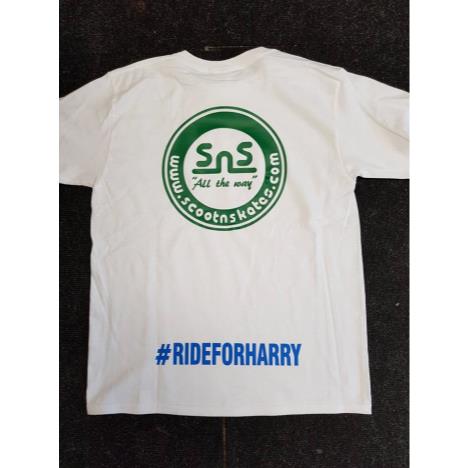 Ride for harry T-shirt (white/green)  £15.00